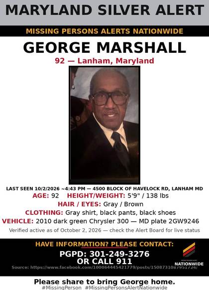 Missing person flyer for George Marshall