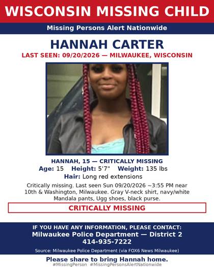 Missing person flyer for Hannah Carter
