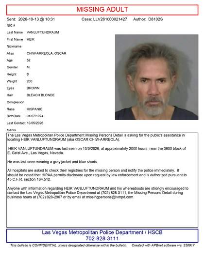 Missing person flyer for Heik Vanluftundraum