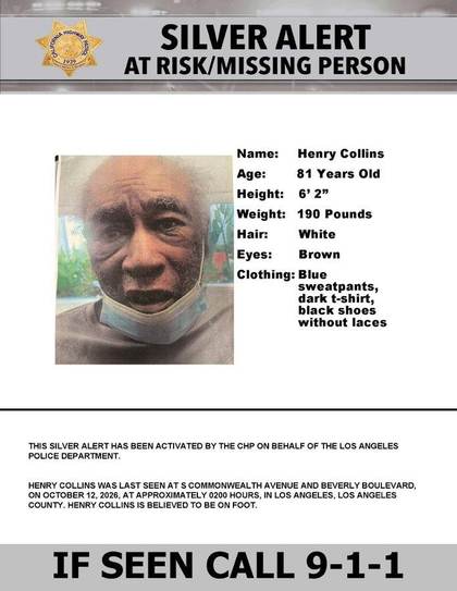 Missing person flyer for Henry Collins