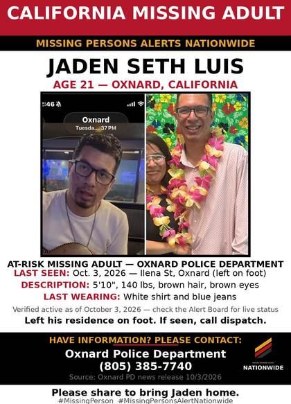 Found safe flyer for Jaden Seth Luis
