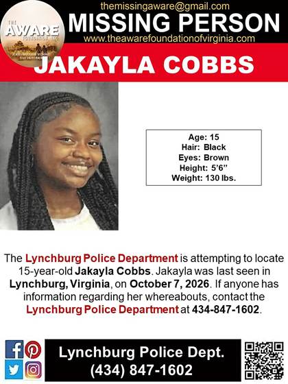 Missing person flyer for Jakayla Cobbs