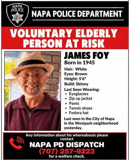 Missing person flyer for James Foy