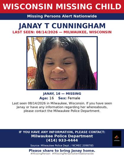 Missing person flyer for Janay T Cunningham