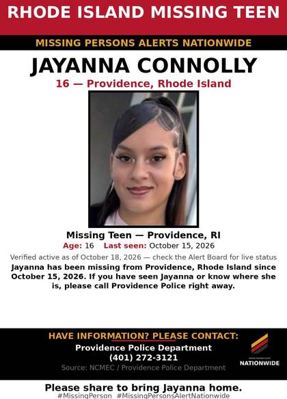Missing person flyer for Jayanna Connolly