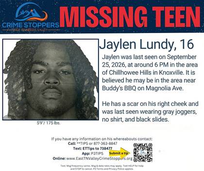 Missing person flyer for Jaylen Lundy