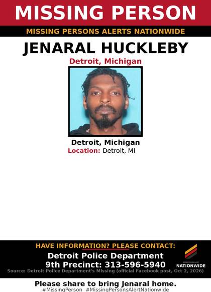 Missing person flyer for Jenaral Huckleby