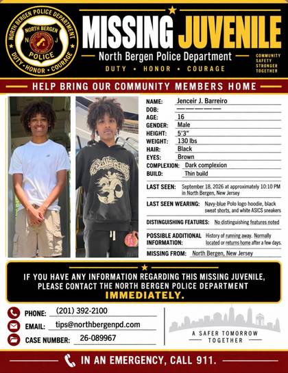 Missing person flyer for Jenceir J. Barreiro
