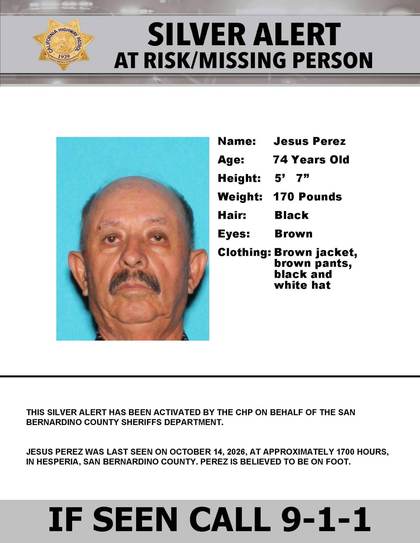 Missing person flyer for Jesus Perez