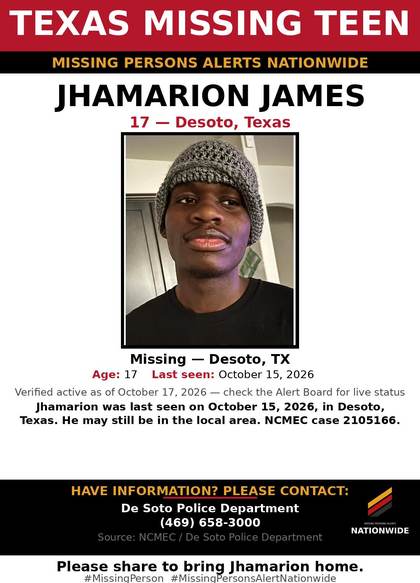 Missing person flyer for Jhamarion James