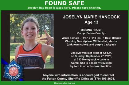 Found safe flyer for Joselyn Marie Hancock