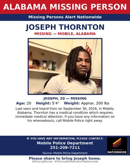 Missing person flyer for Joseph Thornton