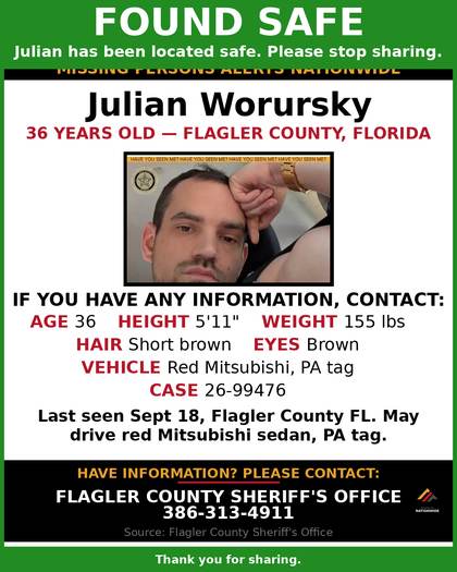 Found safe flyer for Julian Worursky