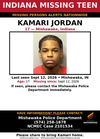 Missing person flyer for Kamari Jordan