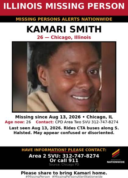 Missing person flyer for Kamari Smith