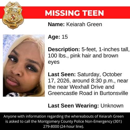Missing person flyer for Keiarah Green