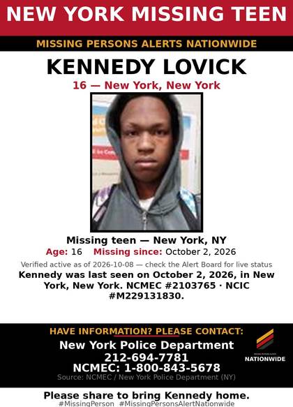 Missing person flyer for Kennedy Lovick