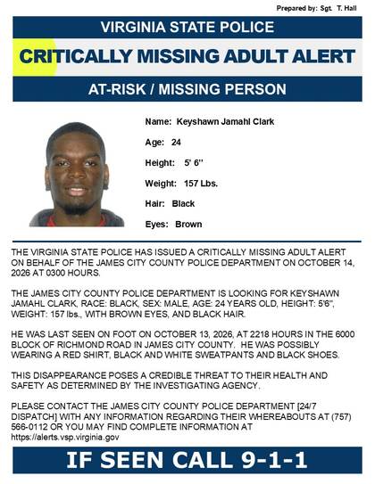 Missing person flyer for Keyshawn Jamahl Clark