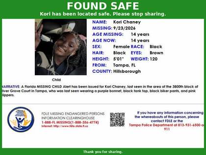 Found safe flyer for Kori Chaney