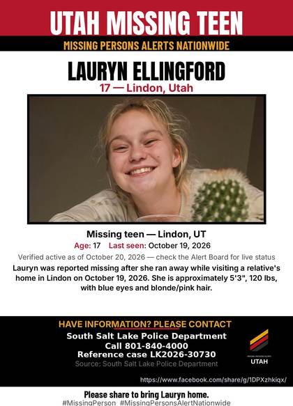 Missing person flyer for Lauryn Ellingford