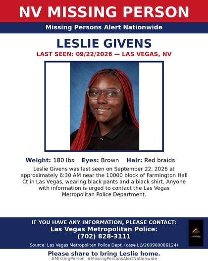 Missing person flyer for Leslie Givens