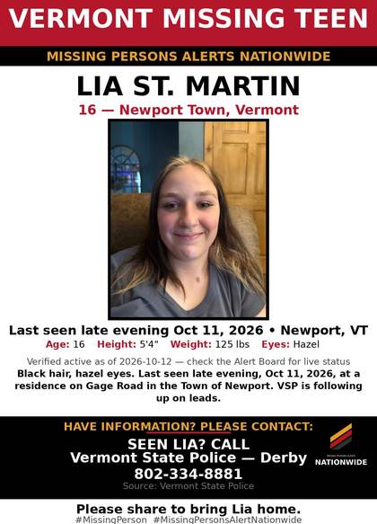 Missing person flyer for Lia St. Martin