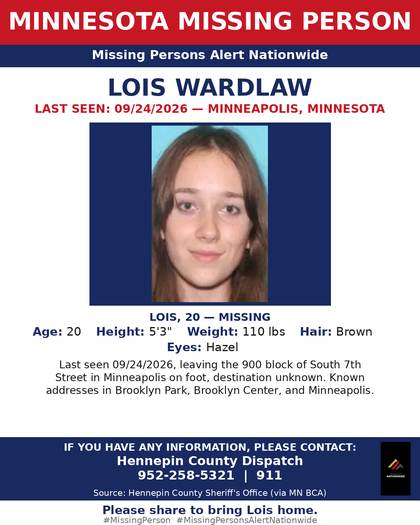 Missing person flyer for Lois Wardlaw