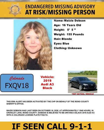 Missing person flyer for Maizie Dobson