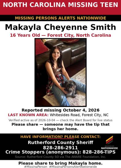 Missing person flyer for Makayla Cheyenne Smith