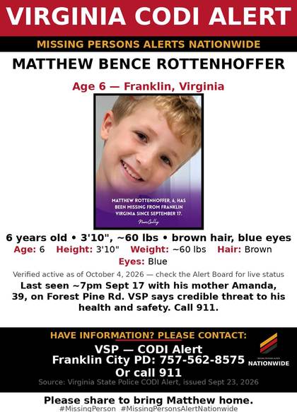 Missing person flyer for Matthew Rottenhoffer