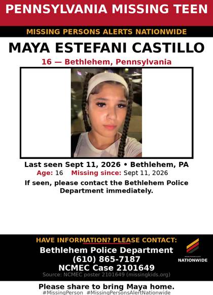 Missing person flyer for Maya Estefani Castillo