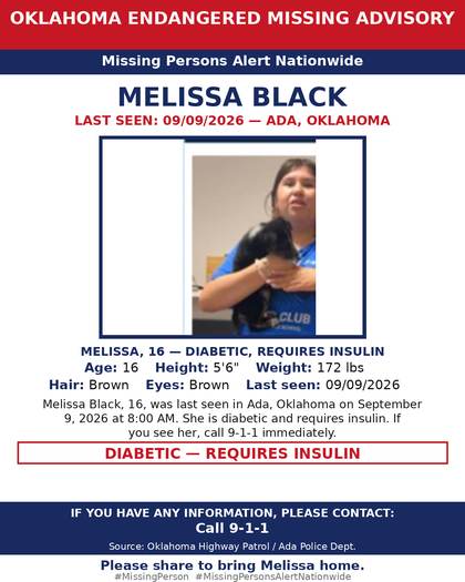 Missing person flyer for Melissa Black