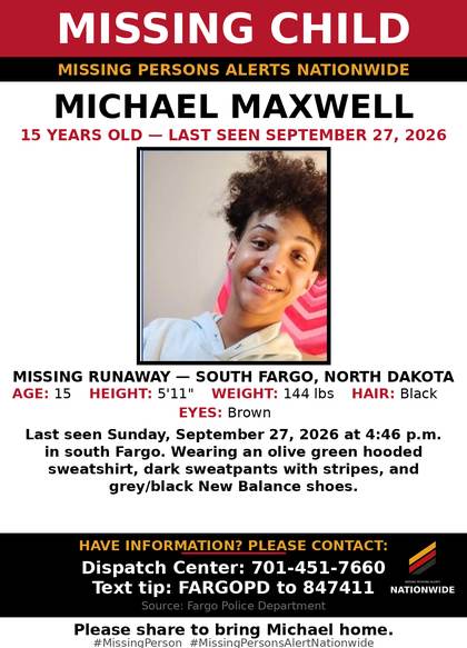 Missing person flyer for Michael Maxwell