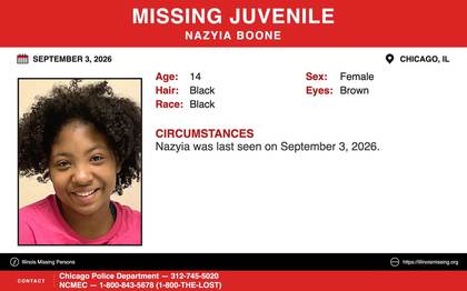 Missing person flyer for Nazyia Boone