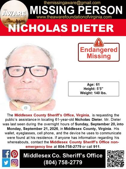 Missing person flyer for Nicholas Dieter