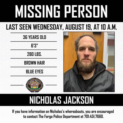 Missing person flyer for Nicholas Jackson