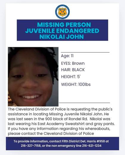 Missing person flyer for Nikolai John