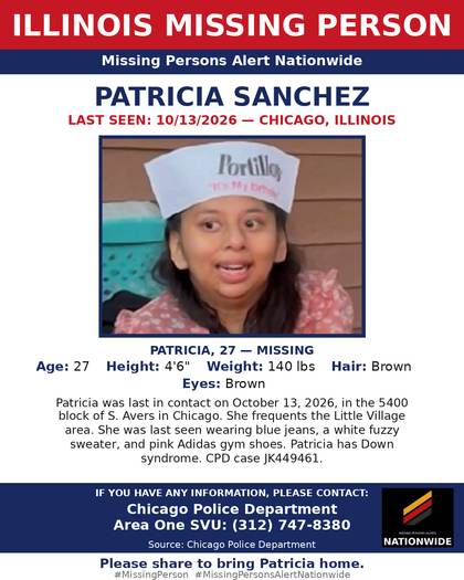 Missing person flyer for Patricia Sanchez
