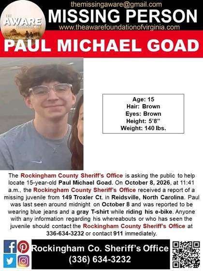 Missing person flyer for Paul Michael Goad