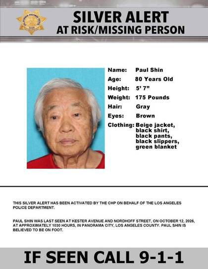 Missing person flyer for Paul Shin