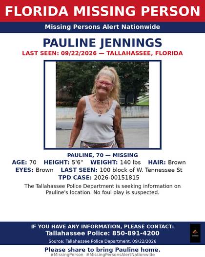 Missing person flyer for Pauline Jennings