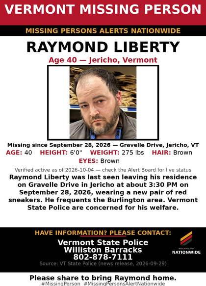Missing person flyer for Raymond Liberty