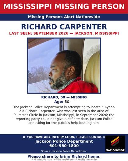 Missing person flyer for Richard Carpenter