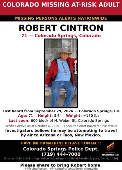 Missing person flyer for Robert Cintron