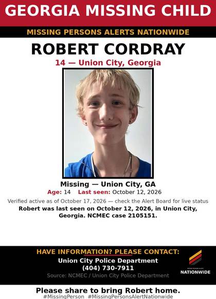 Missing person flyer for Robert Cordray