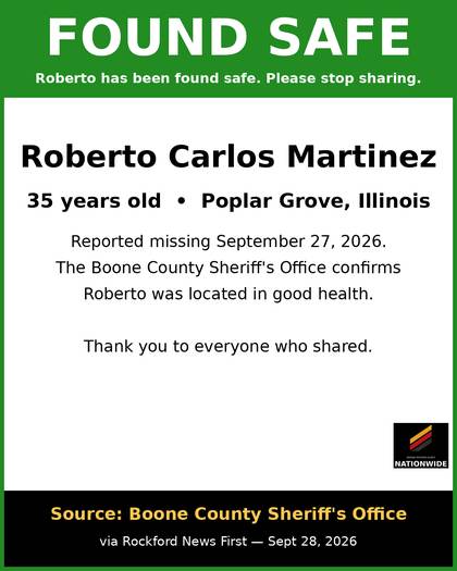 Found safe flyer for Roberto Carlos Martinez