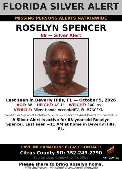 Found safe flyer for Roselyn Spencer