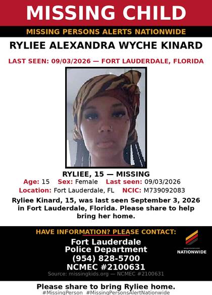 Missing person flyer for Ryliee Alexandra Wyche Kinard