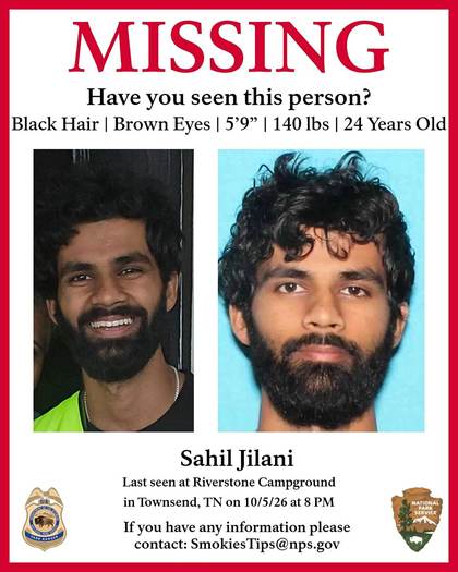 Missing person flyer for Sahil Jilani