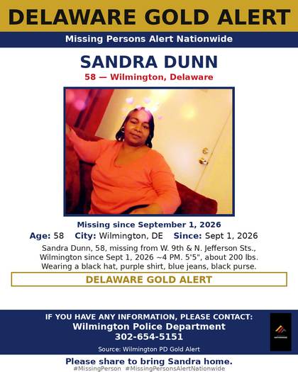 Missing person flyer for Sandra Dunn